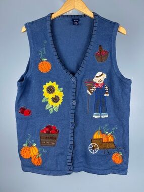Embroidered fall sweater vest